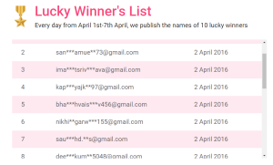 hihonor honor holly 2 lucky winners list