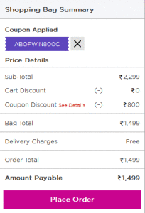 Abof Get Rs 800 off on Rs 1999 or more