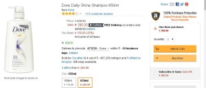 Amazon- Buy Dove Daily Shine Shampoo1