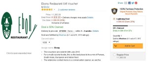 Amazon- Buy Ebony Restaurant Gift Voucher worth Rs 1000 at just Rs 800 only1
