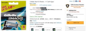 Amazon- Buy Gillette Mach3 Blades (4 Cartridges)