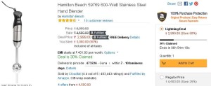 Amazon- Buy Hamilton Beach 59769 600-Watt Stainless Steel Hand Blender