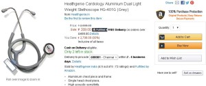 Amazon- Buy Healthgenie Cardiology Aluminium Dual Light Weight Stethoscope HG-401G (Grey) 1