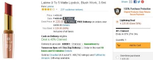 Amazon- Buy Lakme 9 To 5 Matte Lipstick