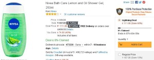 Amazon- Buy Nivea Bath Care Lemon and Oil Shower Gel1