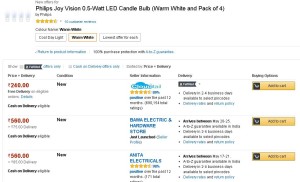 Amazon- Buy Philips Joy Vision 0.5-Watt LED Candle Bulb1