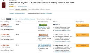 Amazon- Buy Safari Quadra Polyester 74.5 cms Red Soft sided Suitcase