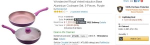 Amazon-  Wonderchef Royal Velvet Induction Base Aluminium Cookware Set
