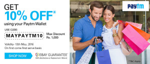 Ebay- Get flat 10 off on paying via Paytm wallet (All Users)