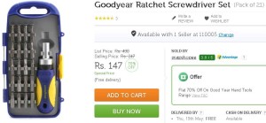 Flipkart- Buy Goodyear Ratchet Screwdriver Set (Pack of 21)2
