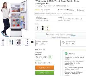 Flipkart- Buy Whirlpool 240 L Frost Free Triple Door Refrigerator1