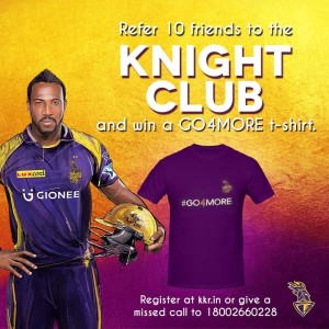 Kolkata Knight Riders Favcy- Refer your 10 friends and grab Go4More KKR Fan Jersey Absolutely Free