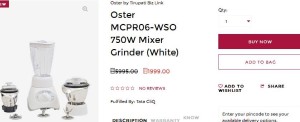 TATA CLiQ- Buy Oster MCPR06-WSO 750W Mixer Grinder1