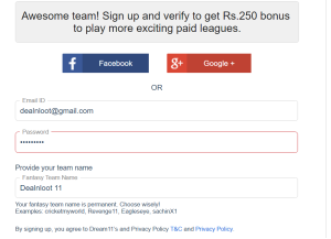 dream11 sign up for a new account