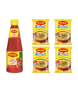 Maggi Rich Tomato Ketchup 1 kg + Free Maggi Masala Noodles (Pack of 4)