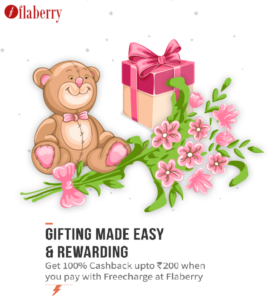 flaberry freecharge 100 cashback upto Rs 200
