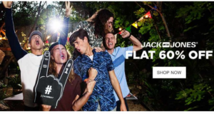jack and jones flat 60 off on jabong + 10 extra cashback