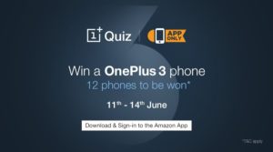 oneplus 3 quiz amazon win oneplus 3 phone for free 11-14 june