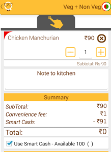 smartq Rs 100 worth food free bangalore