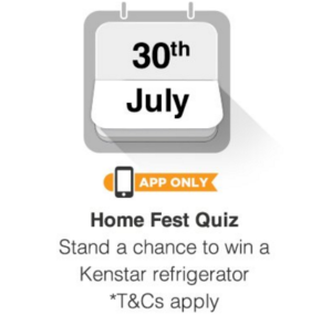 AMAZON HOME SHOPPING SPREE quiz on 30th july win kenstar refrigerator