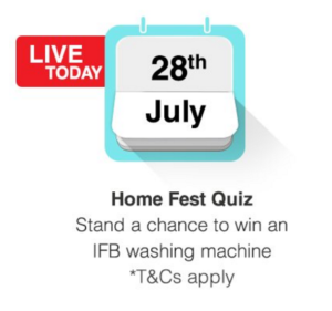 amazon home spree days IFB Quiz 28th July win IFB Washing machine