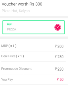 little app Rs 300 pizzahut voucher for Rs 50