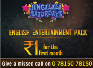 tatasky jinglala saturdays english entertainment pack for Re 1 for 30 days