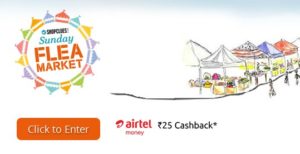 Shopclues Sunday Flea Market- Get flat Rs 25 cashback + Rs 50 cashback on Bookmyshow via Airtel Money