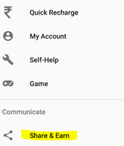 billbachao app share and earn option in app highlighted