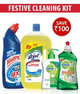 festive-cleaning-kit-harpic-original-1-ltr-lizol-citrus-975ml-dettol-handwash-215ml-dettol-kitchen-gel-lime-400-ml-rs-375-only-snapdeal
