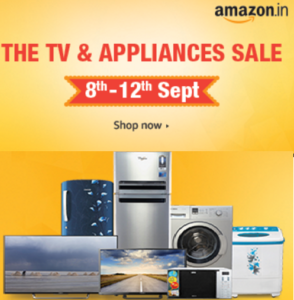 amazon TV and appliances mega sale get 10 cashback with Standard Chartered 8-12 september