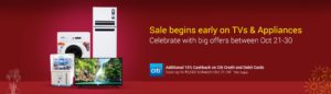 (Suggestions Added) Flipkart Large Appliances Sale - Get 15 % cashback + Upto Rs 20,000 Exchange Offers 