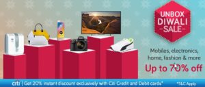 Snapdeal Unbox Diwali- Best Smartphones at amazing discount + extra 20% off via Citi Cards