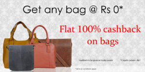 Get flat 100% cashback on all Bags