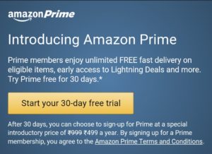 Amazon 30 days trail
