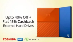 paytm hard disks at discounts + 15 extra cashback + movie ticket