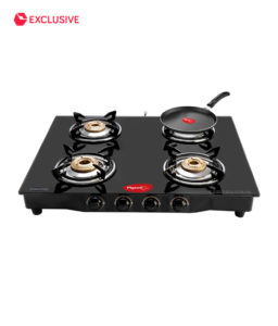 Pigeon 4 Burner Brass Glasstop Gas Stove + Free Pigeon Tawa Fry Pan worth Rs.745 Rs 3699 only snapdeal