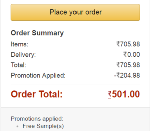 amazon pantry get free samples on Rs 500 or more