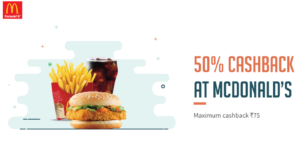 mcdonalds get flat 50 cashback with freecharge