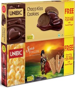 Amazon - Unibic Scotch Finger 100g with free choco kiss 60g at Rs 30 only