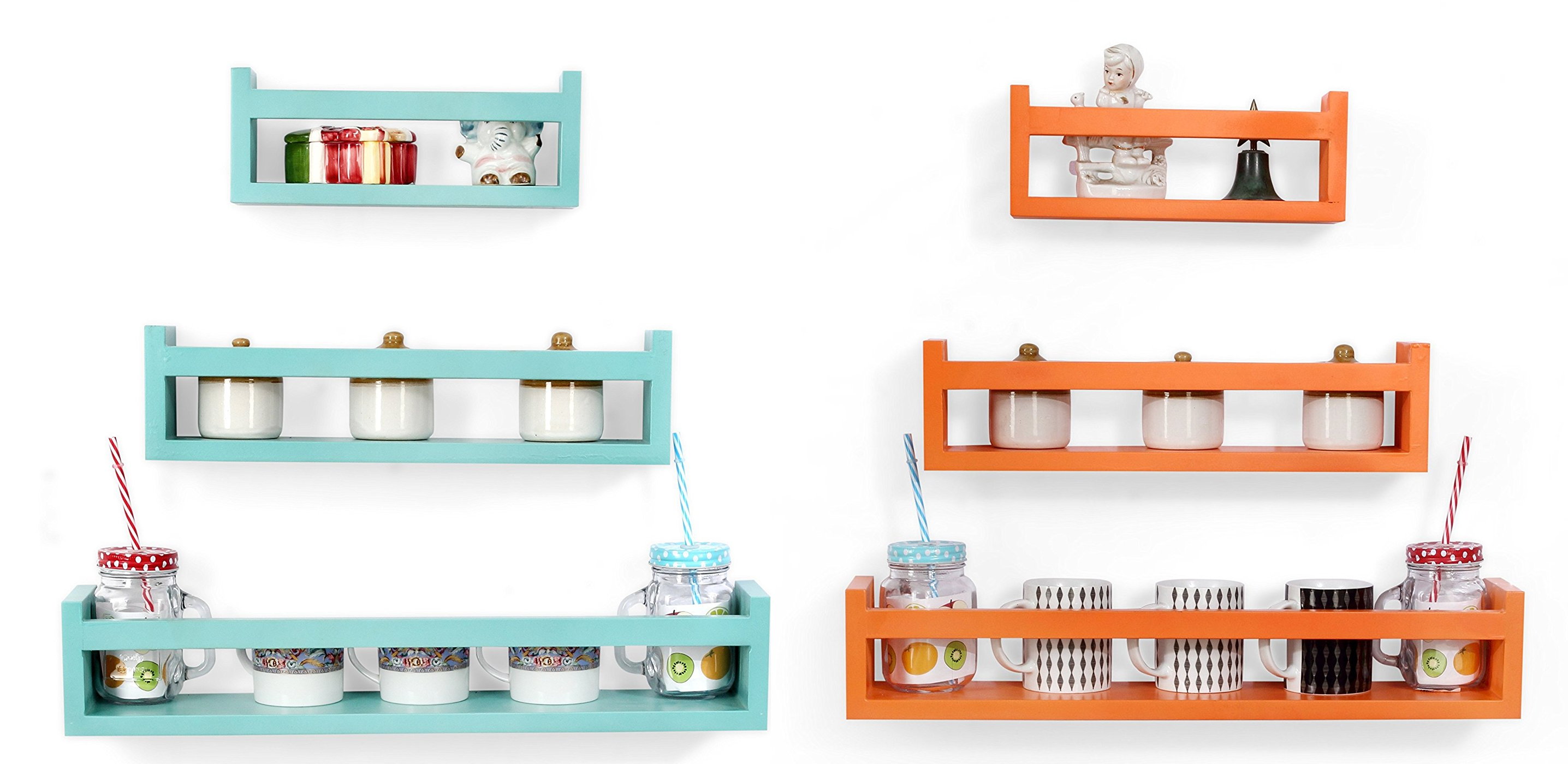 Amazon - Buy Forzza Betty Multipurpose Wall Shelf with 3 Shelves (Lacquer Finish, Blue or Orange) for Rs.649(78% off)