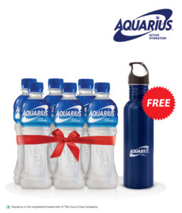 Aquarius Active Hydration Drink 400 ml Pack of 6 (Stainless Steel Sipper Worth Rs 200 Free) Rs 180 only snapdeal
