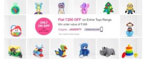 FirstCry App - Get  Rs. 200 Flat Discount on Purchase worth Rs.499 from Toys & Gaming Range
