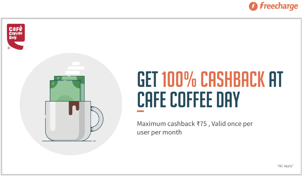 Get flat 100% cashback at Cafe Coffee Day outlets