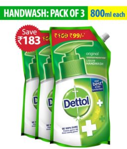 Snapdeal - Buy Dettol Original Handwash Pouch 800ml (Pack-of-3) at Rs 259 only