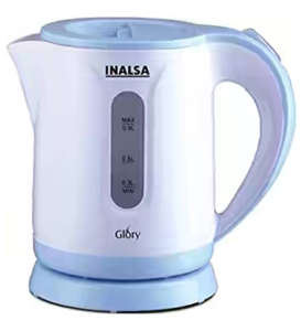 Inalsa Glory PCE 0.9-Litre Cordless Electric Kettle (White/Blue)