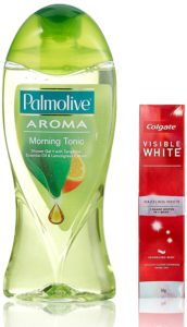 Palmolive Aroma Therapy Morning Tonic Shower Gel, 250ml with Free Colgate Visible White, 50g Rs 119 only amazon