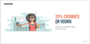 Voonik - Get 20% cashback upto Rs 200 on paying with Freecharge Wallet