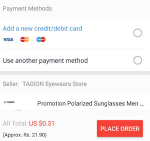 aliexpress order enter card details