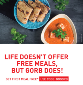 gorb.in get a free meal of upto Rs 130 Mumbai